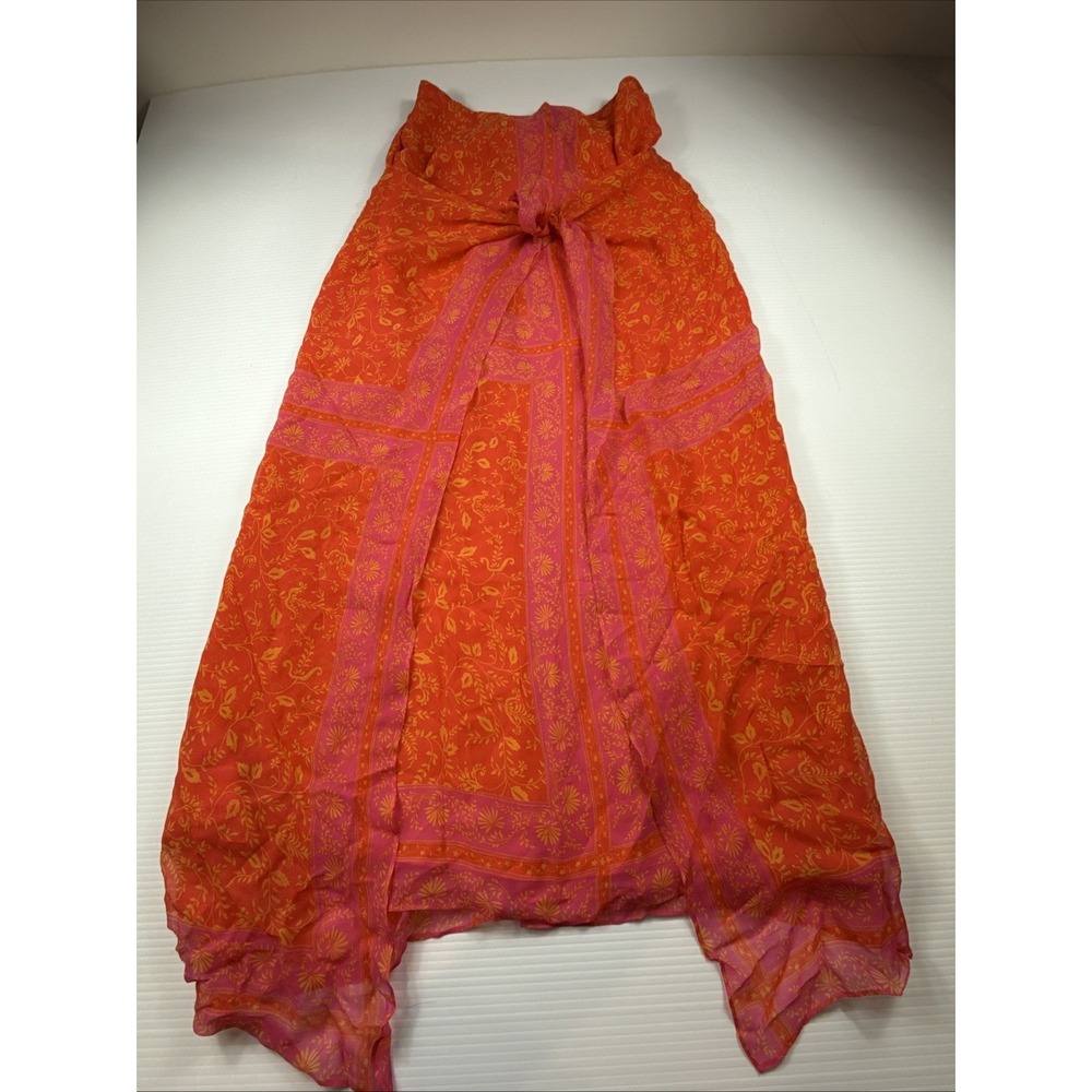 Finity Studio 100% silk Wrap dress vibrant pink‎ and orange floral Size 8
